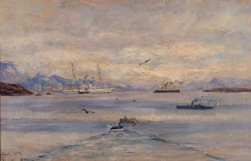 Betzy Akersloot-Berg, Keizerlijk schip voor de kust van eiland Skoroya, 1892, Perspektivet Museum, Tromso, Noorwegen_Mari Hildung Perspektivet Museum