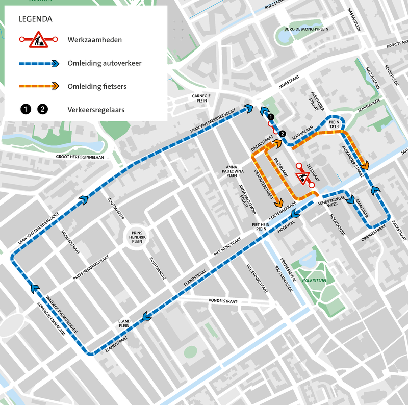 Omleidingskaart - Afsluiting Zeestraat (23-27mrt)