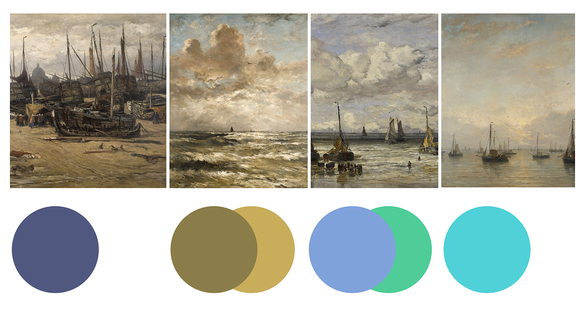 Kleurenpalet van Museum Panorama Mesdag, gebaseerd op de collectie