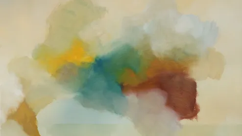Sebastiaan Spit, Haags licht, april, 2015,    olieverf op doek, 2 x 130 x 130 cm (tweeluik).